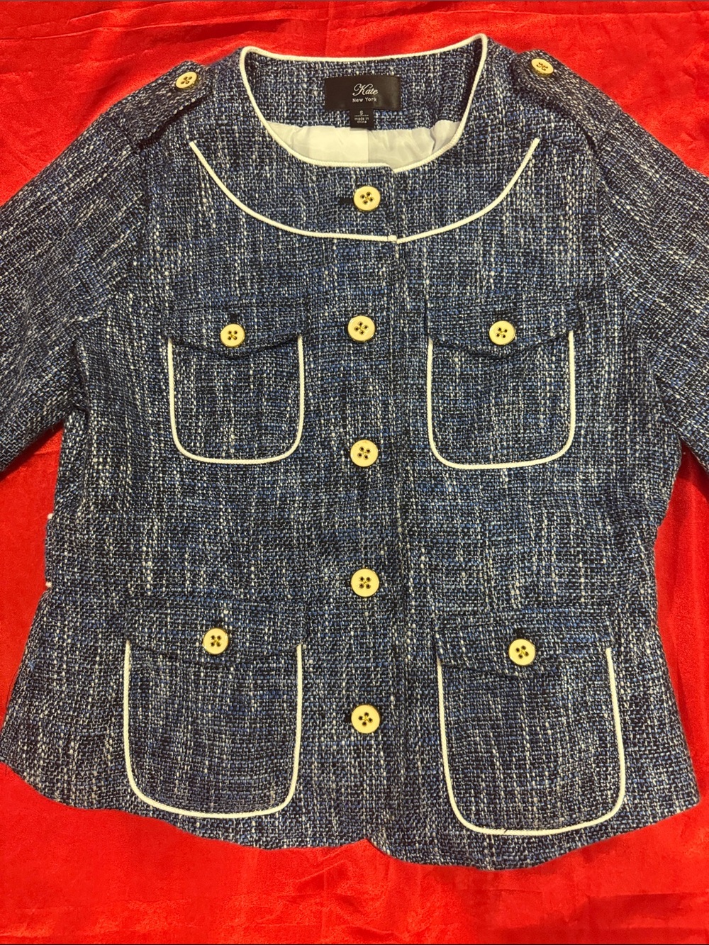 WOW POSHMARK - Authentic Kate New York Blue Tweed Style Blazer